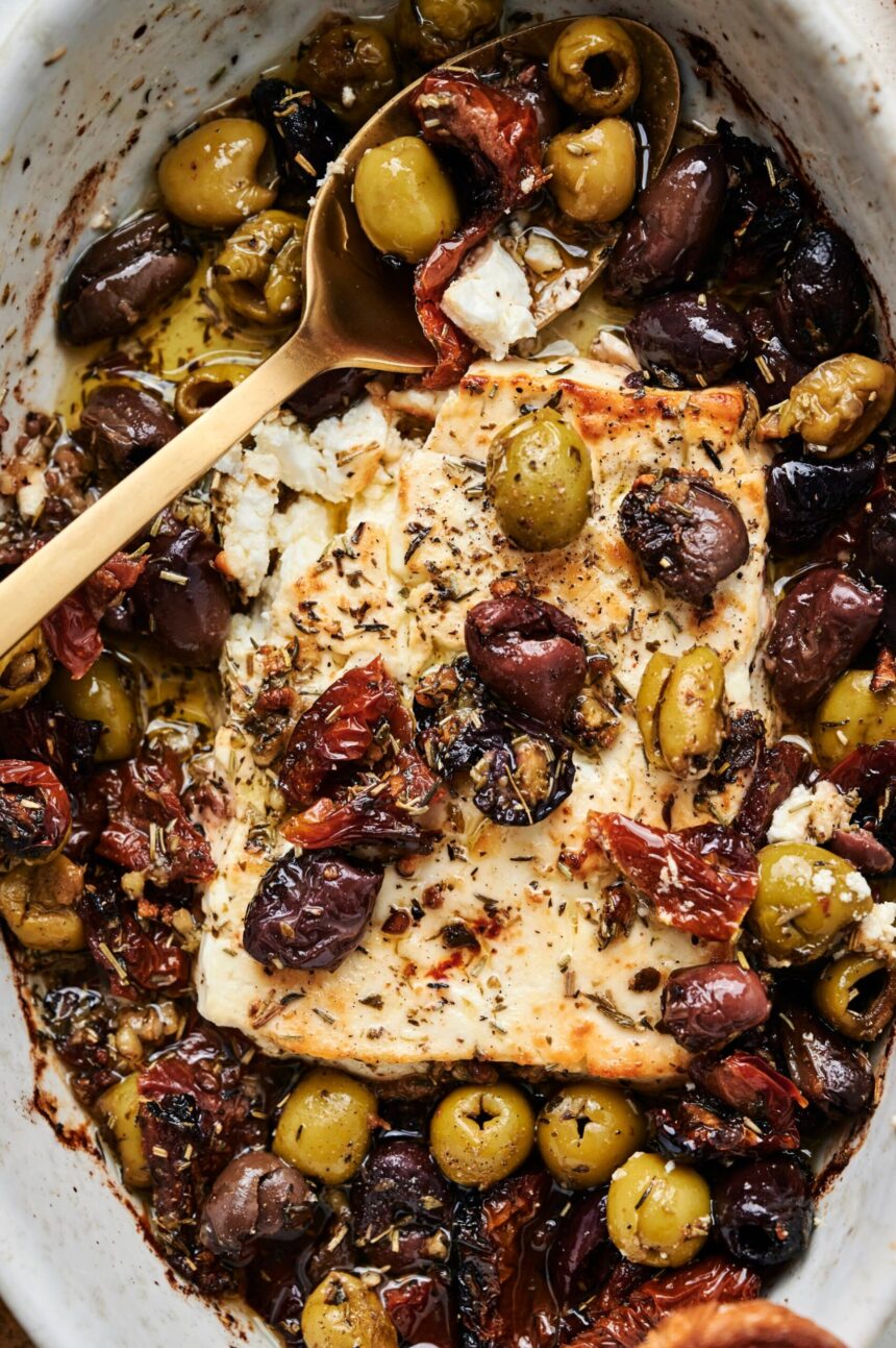 Feta al Horno con Aceitunas y Tomates Secados al Sol