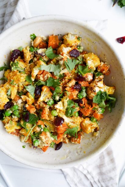 Coliflor y Batatas Asadas al Curry